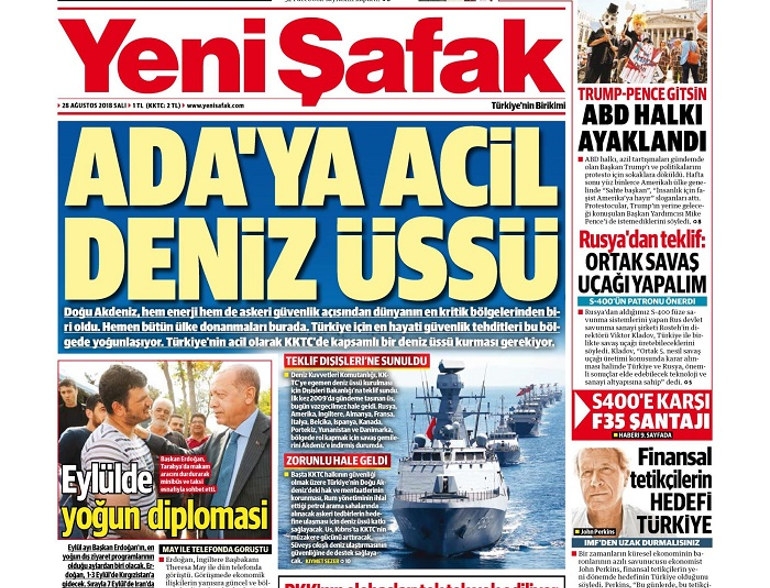 Yeni Safak: Η Άγκυρα θα χτίσει ναυτική βάση στα κατεχόμενα