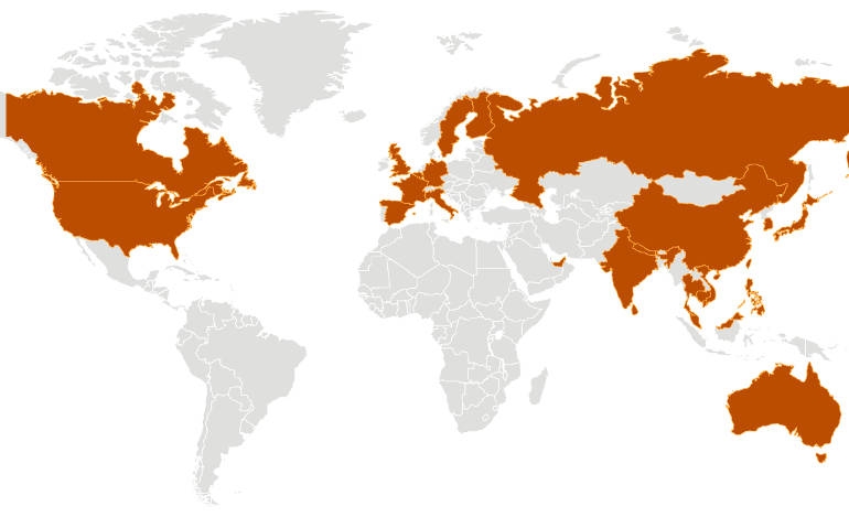 Ο χάρτης της εξάπλωσης του ιού παγκοσμίως