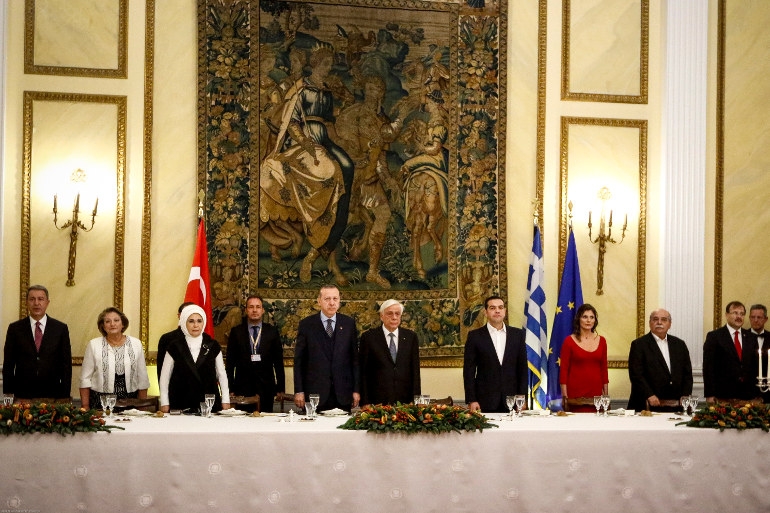 Σε καλό κλίμα το επίσημο δείπνο προς τιμήν του Ερντογάν στο Προεδρικό Μέγαρο