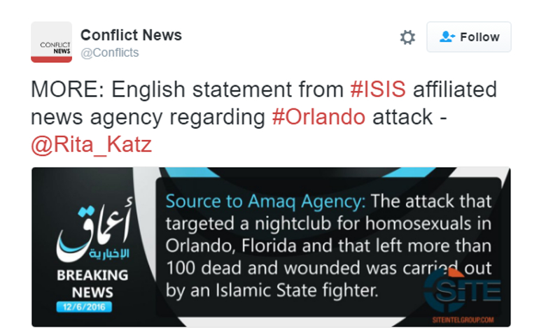 Το Ισλαμικό Κράτος πίσω απο το μακελειό στο Ορλάντο, αναφέρει το Amaq